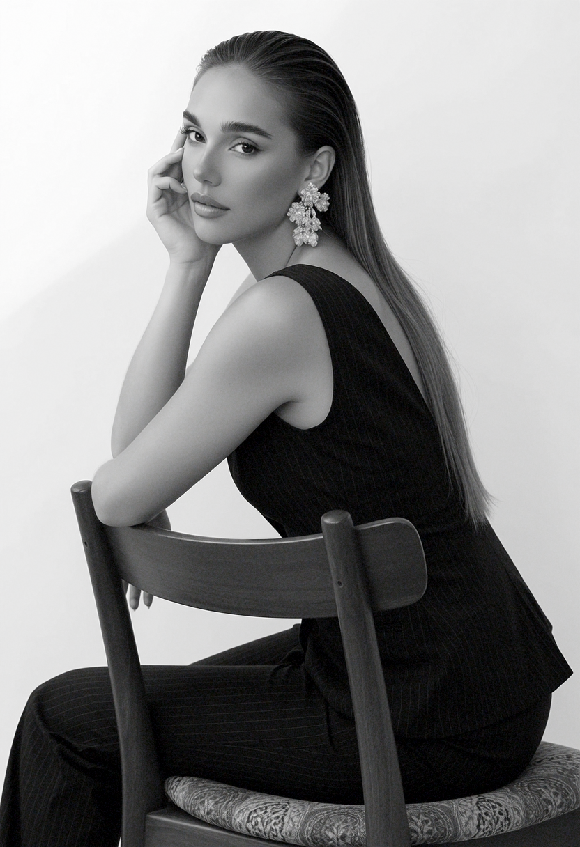 Black-and-white portrait of Marianna De Maio, founder and photographer at Coastal Lens