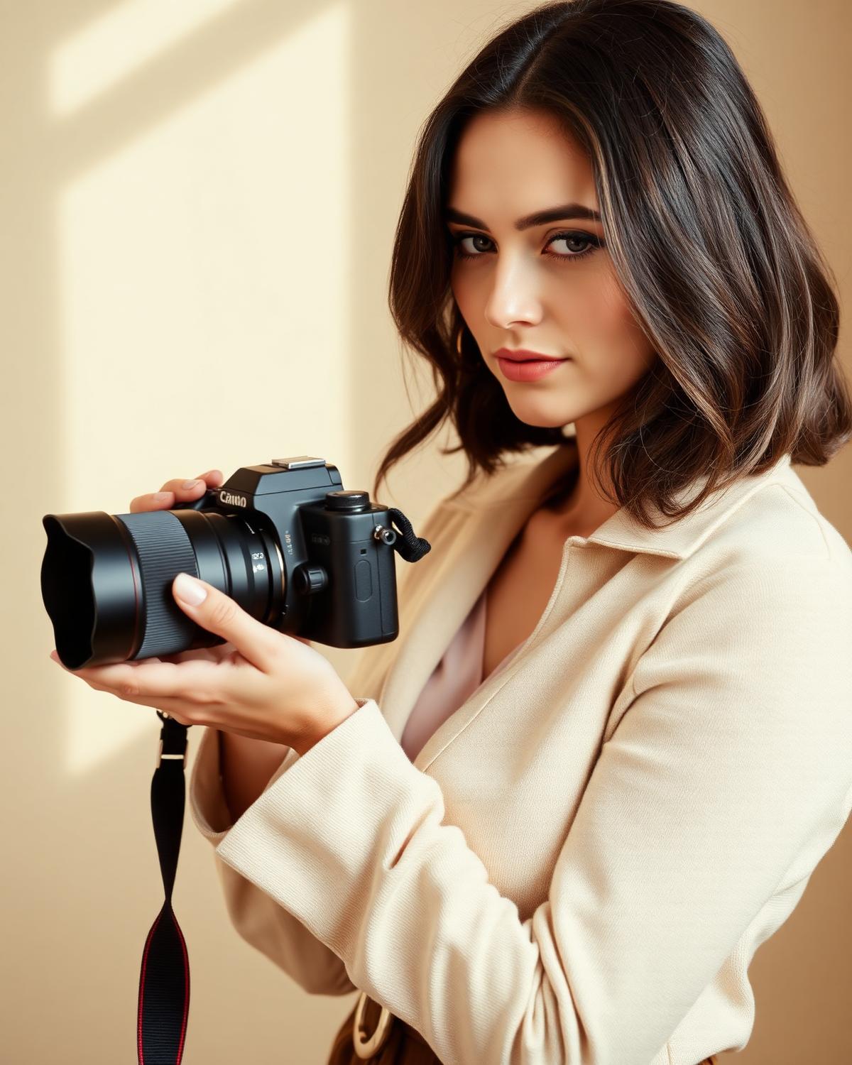Portrait of the photographer holding a camera